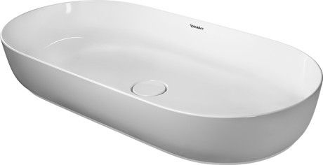 Luv umywalka ceramiczna nablatowa owalny bez otworu bez przelewu 800 x 400 x 140 mm biała matowa szlifowana