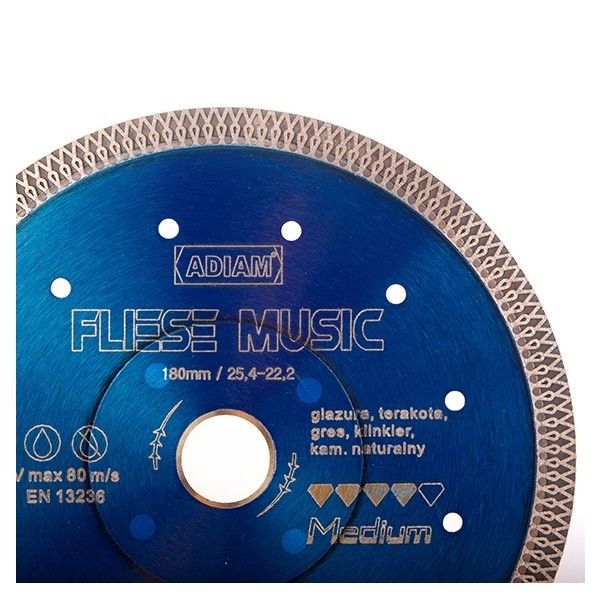 Tarcza diamentowa do płytek/kafelek o dużej twardości (gres, klinkier, płytki granitowe) Fliese Music 200/25,4-22,2 mm 
